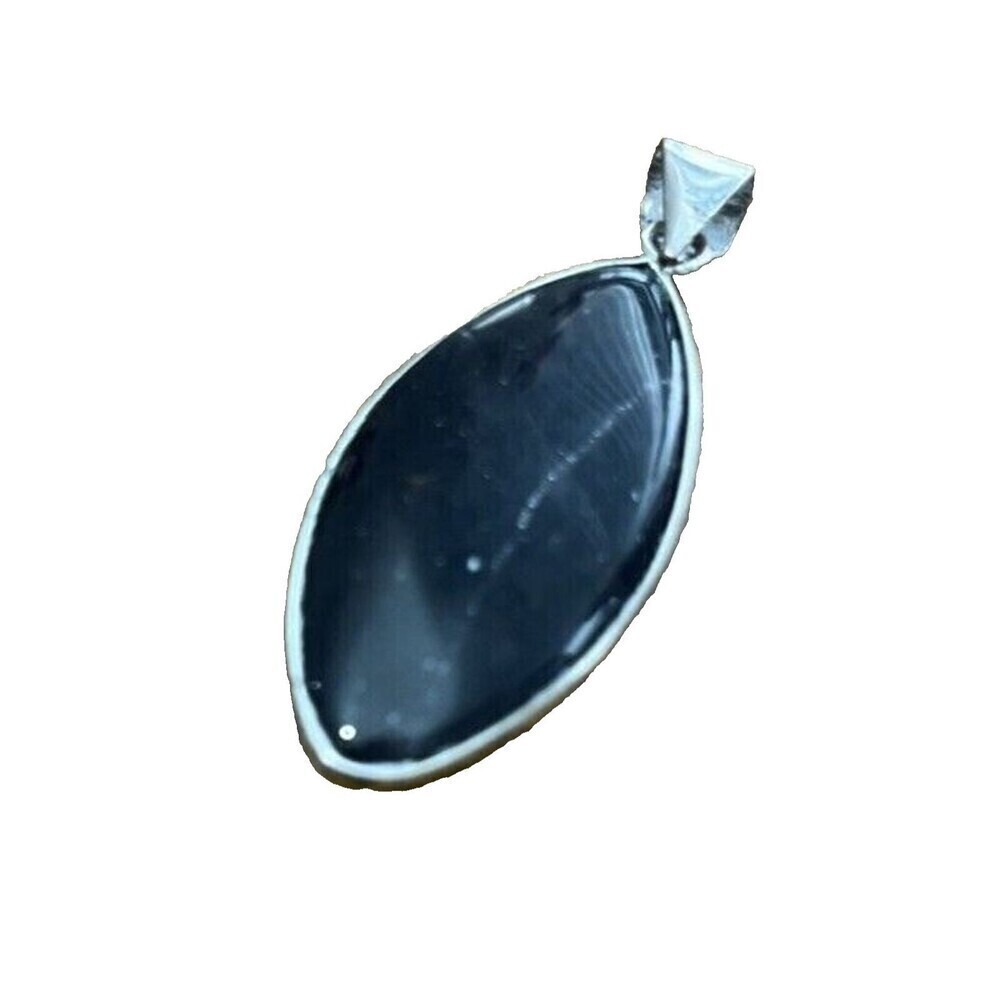 Marquise Cut Black Amethyst Silver  Pendant